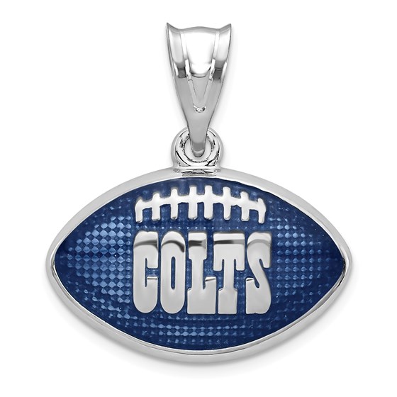 Sterling Silver Indianapolis Colts Enameled Football Pendant Sterling Silver Indianapolis Colts Enameled Football Pendant